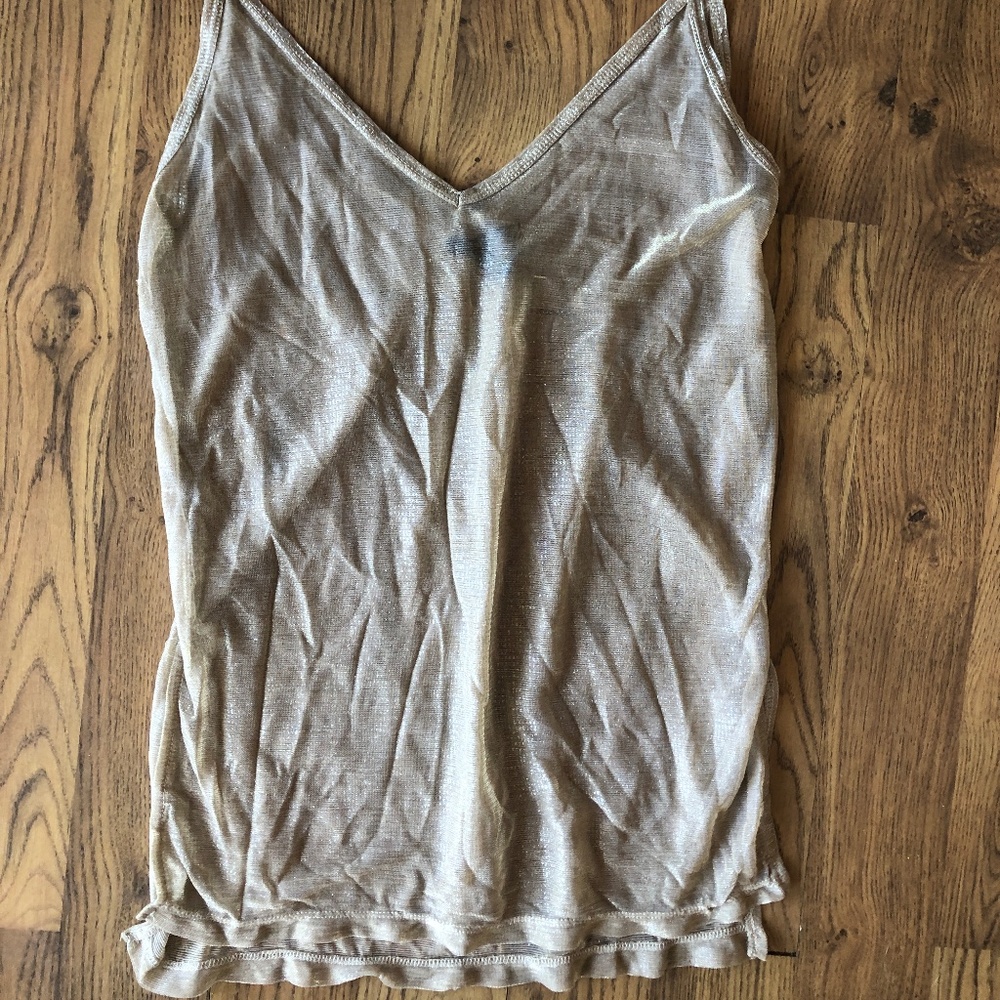 gold lame gauzy long sheer tunic vintage forever 21 size large